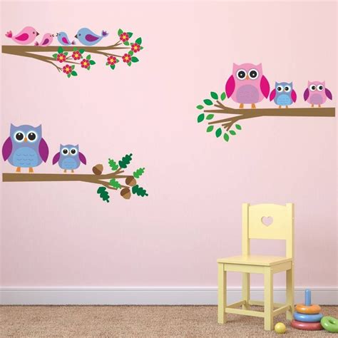 Owls And Birds Branch Wall Stickers | Owl wall decals, Owl nursery decor, Wall decal branches