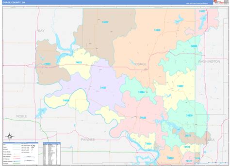 Osage County, OK Wall Map Color Cast Style by MarketMAPS - MapSales