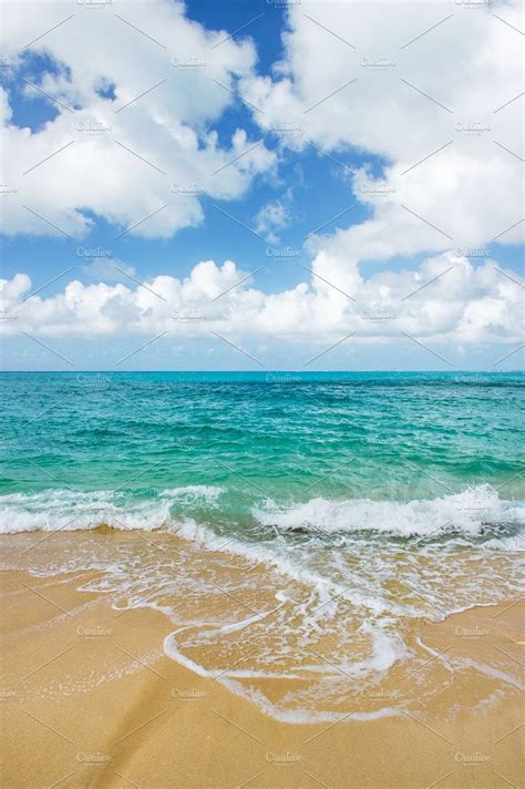 Blue sea water cloudy sky sand beach | Beach sand, Blue sea, Beach