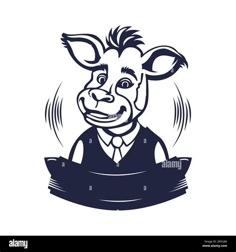 Funny donkey in suit logo design template. Cartoon animal illustration. Sticker design modern ...