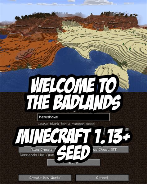 Badlands Biome Seed (Minecraft 1.13+):hateshows | Minecraft 1, Badlands, Biomes