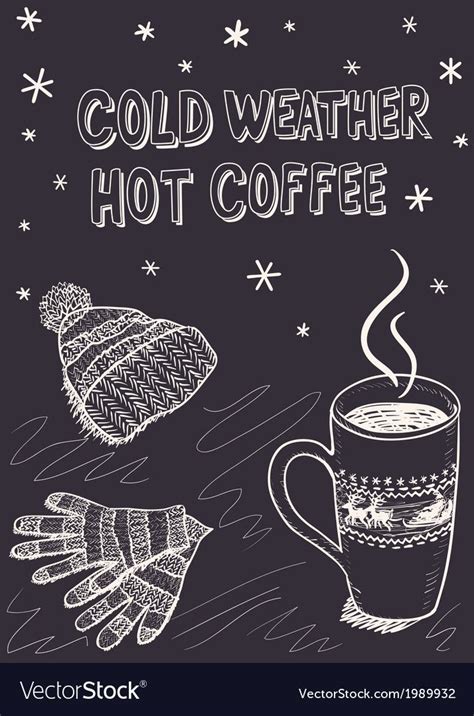 Sketch background for a winter coffee vector image on VectorStock ...