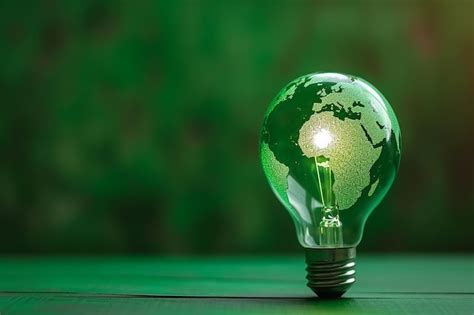 Premium AI Image | Green World Map Print On The Light Bulb With Green Theme