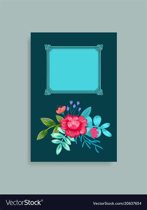 Photo album cover design hand drawn pink flowers Vector Image