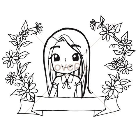 Cartoon female profile doodle kawaii anime coloring page cute il ...