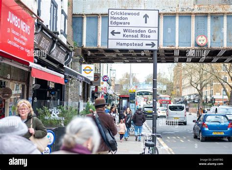 LONDON- APRIL 4th, 2024: Kilburn High Road in NW6 North West London. A ...