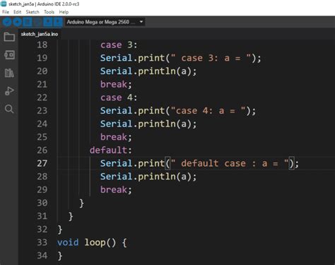 Switch case statement in Arduino