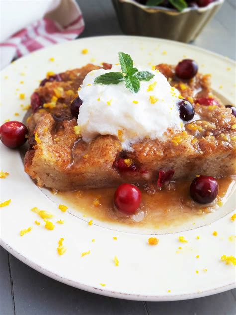 Cranberry Bread Pudding with Orange Bourbon Sauce