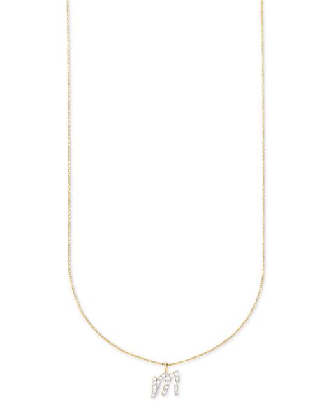 Diamond Letter M Pendant Necklace in 14K Yellow Gold | Kendra Scott