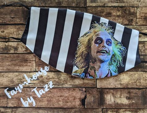 Beetlejuice Face Mask Re-usable mask for face Funny face | Etsy