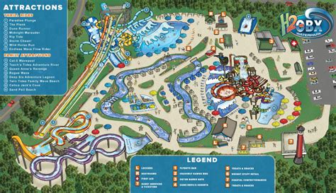 H2OBX Waterpark - Park Map | Theme park map, Water park, Park