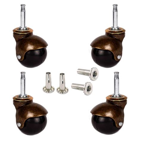 2" Ball Casters Wheels For Furniture Set Of 4, Antique Copper Gold With X 1 | eBay