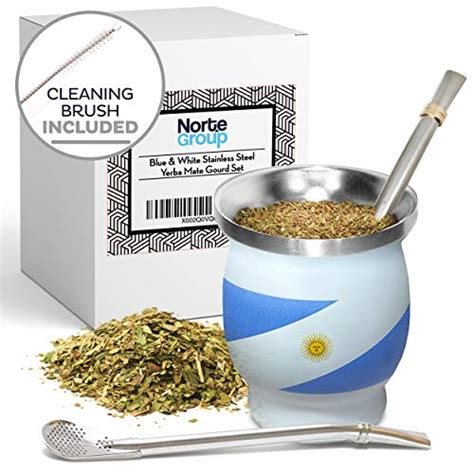 Yerba Mate Natural Gourd/Tea Cup Set Argentinian Flag/Argentina ...