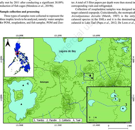 Map of the four southern Luzon Island, Philippines, study lakes showing ...