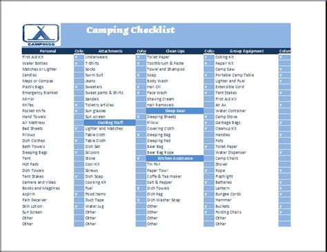 Outdoor Camping Checklist Template | Word & Excel Templates