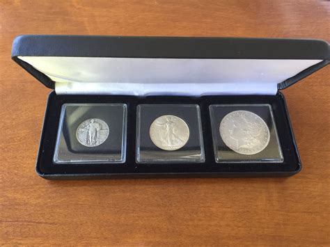 Three Silver Coin Set with Display – Coins Currency and More