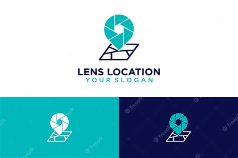 Premium Vector | Lens logo design with location and pin