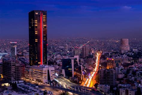 W Amman Hotel – Amman, Jordan – W Hotel Night Front Exterior – TRAVOH