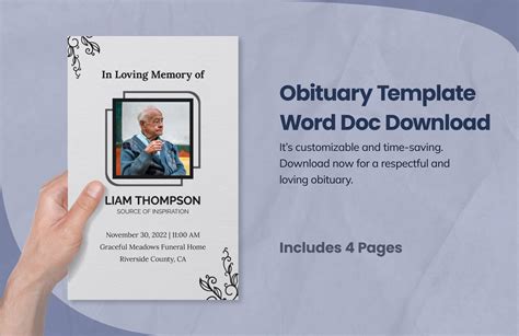 Obituary Template Word Doc Download in PSD, Word, Illustrator ...