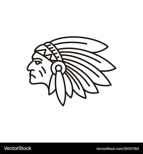 American native indian chief headdress line art Vector Image