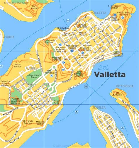 Valletta Tourist Map - Ontheworldmap.com