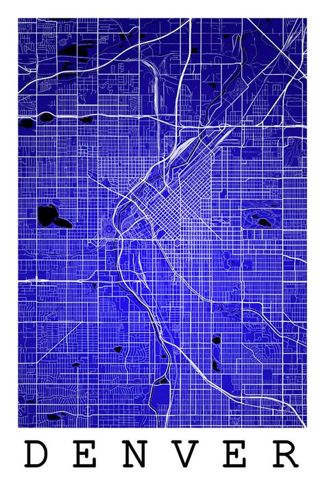 Denver Street Map - Denver Colorado USA Road Map Art on Color Digital Art by Jurq Studio | Fine ...