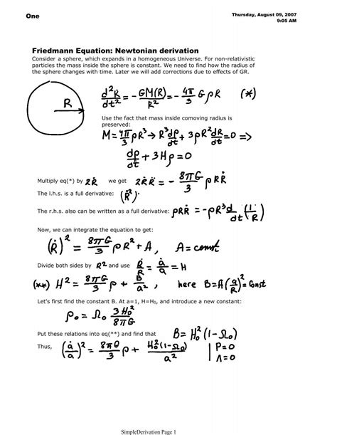 Friedmann Equation: Newtonian derivation - Astronomy