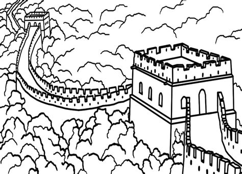 Great Wall of China 4 Coloring Page - Free Printable Coloring Pages for Kids