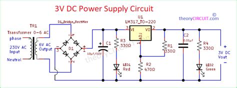 3V DC Power Supply Circuit - theoryCIRCUIT - Do It Yourself Electronics Projects