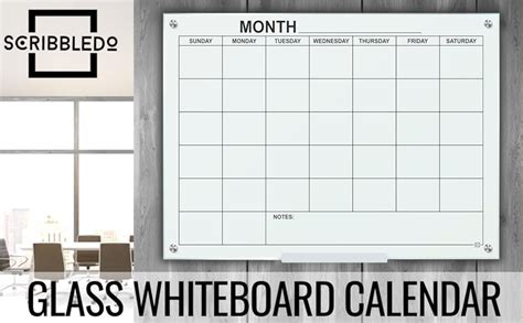 Amazon.com: Magnetic Glass Whiteboard Calendar Monthly Planner White Board Calendar Dry Erase ...