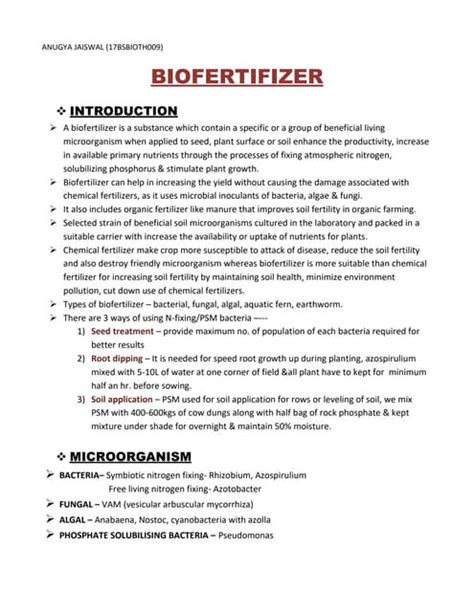 Types of biofertilizers