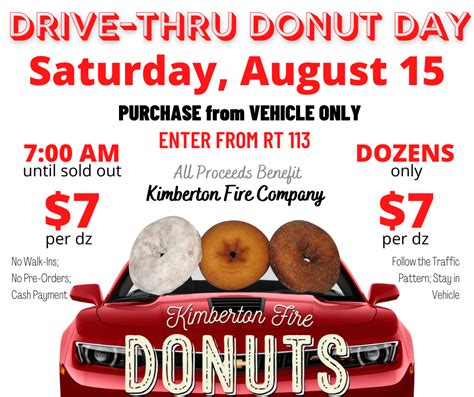 Drive-Thru Donut Day – Saturday, August 15 – Kimberton Fire Company Donuts