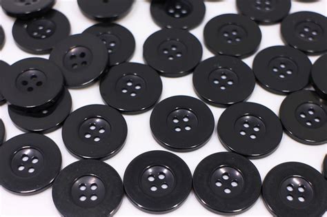 50 Black Buttons Glossy Black Buttons Four Holes Buttons | Etsy