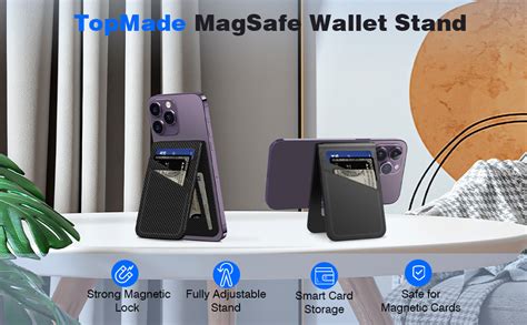 Amazon.com: TopMade 2-in-1 MagSafe Wallet with Adjustable Stand, Magnetic Wallet, 5 Card Slots ...