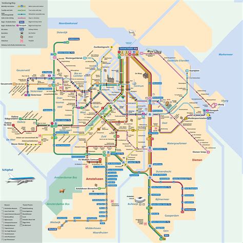 Amsterdamse metro en tram kaart