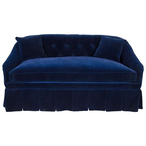 21st Century Blue Velvet Settee For Sale at 1stdibs