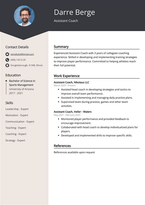 Assistant Coach Resume Example (Free Guide)