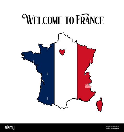 France country map contours doodle vector illustration. French flag and ...