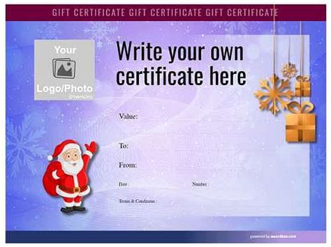 Free Christmas Gift certificate templates - printable