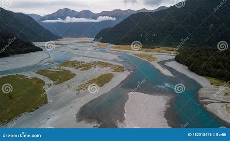 Delta of Haast River, New Zealand Stock Photo - Image of view, drone: 182018476