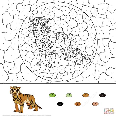 Get This Tiger Coloring Pages Color by Number Printable for Older Kids