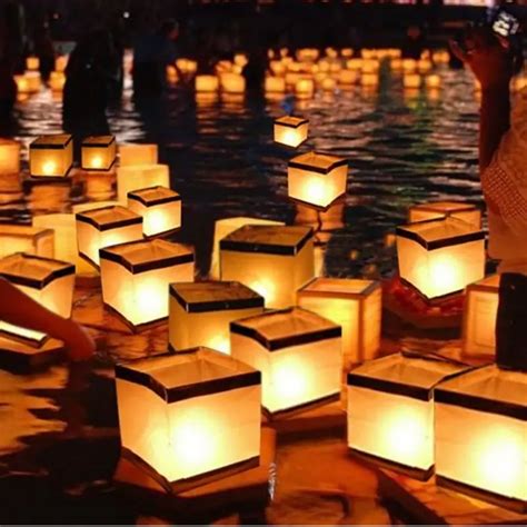 Floating Water Square Lantern Paper Lanterns Wishing Lantern floating ...