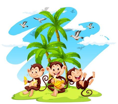 Three monkeys eating bananas 434367 Vector Art at Vecteezy