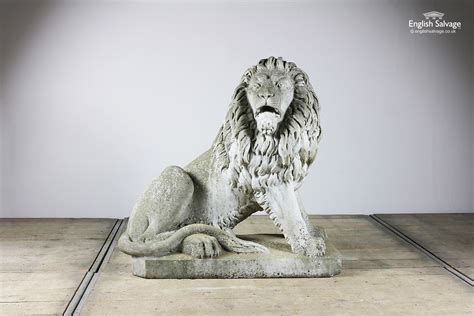 French antique marble sitting lion statue