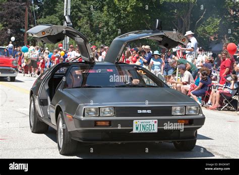 Amherst, New Hampshire - A DeLorean sports car with gull-wing doors in ...