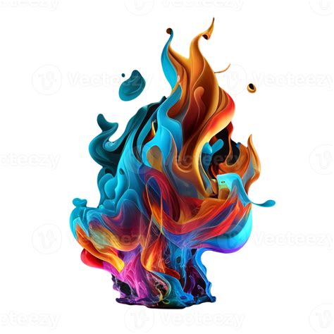 Colorful Fire Flame Isolated on transparent Background, Colorful Wavy ...