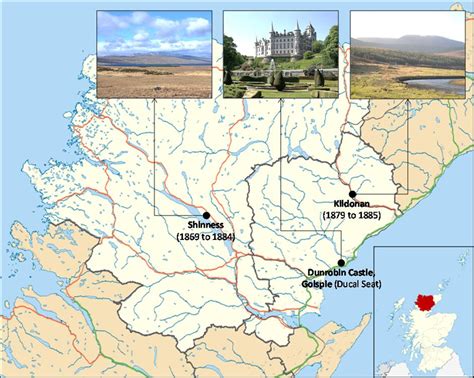 Map of Sutherland with location and dates of land reclamation (Contains ...