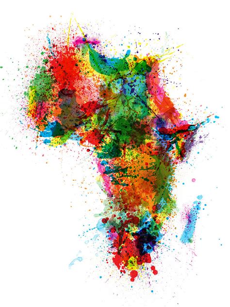 Paint Splashes Map Of Africa Map Digital Art by Michael Tompsett