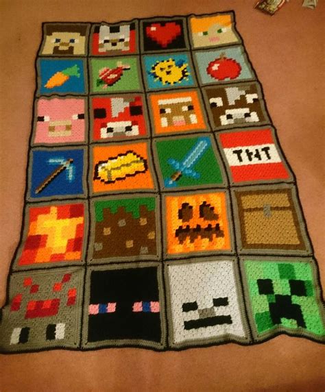 Minecraft blanket C2C crochet | Minecraft crochet patterns, Minecraft ...