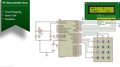 Matrix keypad (3x4) Interfacing with PIC16F877A |Simulation | With LCD (16x2) in 2021 | Pic ...